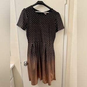 LulaRoe Amelia rose gold dress